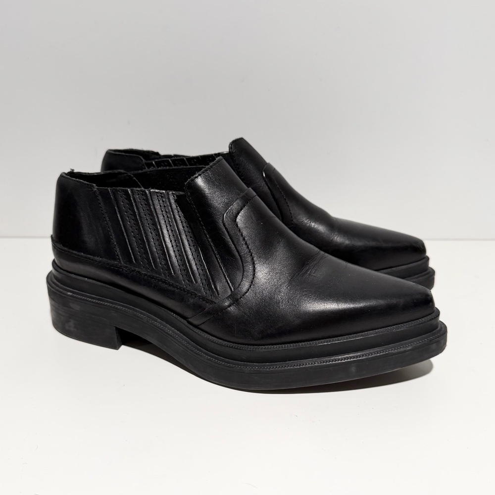Zara Women‎ Black Leather Pointed Toe Ankle Loafer 38